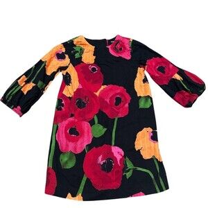 babyGap Girls Shift Dress 5T Black Poppy Floral Long Sleeve Knee Length